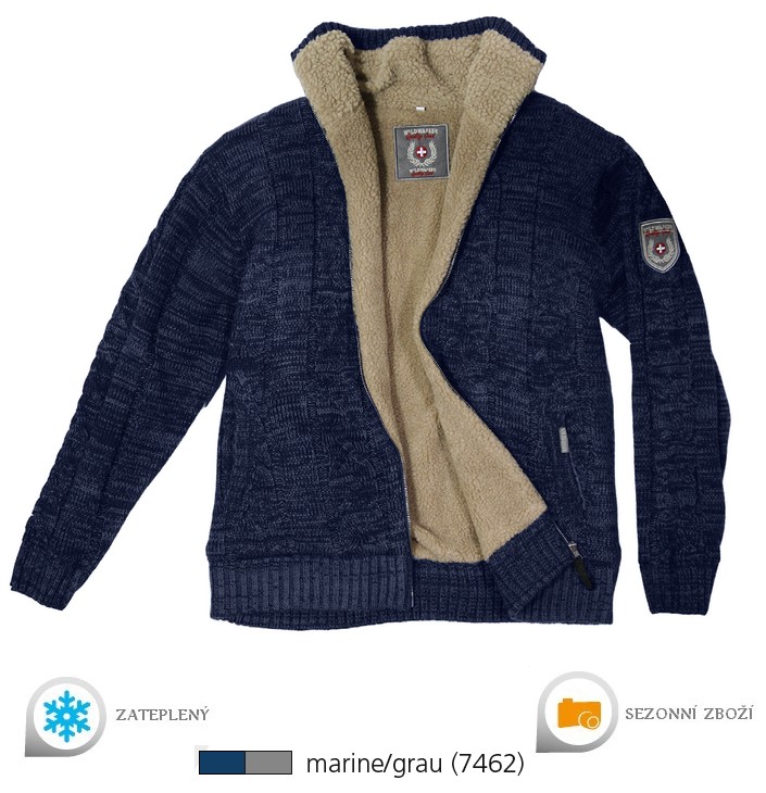 Pletená bunda modrá/šedá 60451 - 7462